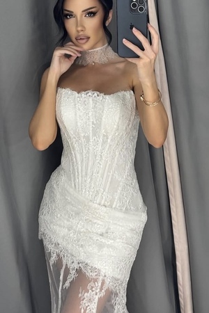 Свадебное платье по фигуре из кружева S1607